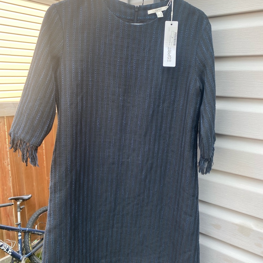 Esprit Textured Knit Dress in Black and Blue